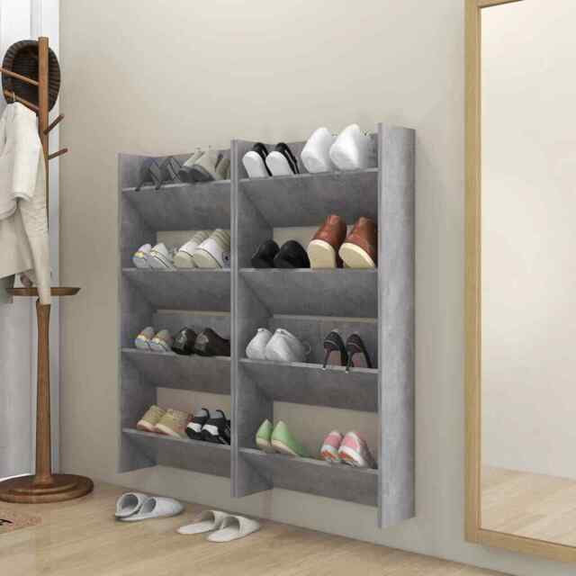 1/2/4x Wall Shoe Cabinet Chipboard Shoe Rack Multi Colours Multi Sizes ...