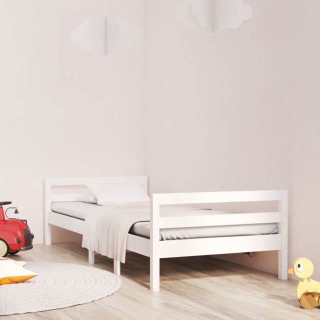White Solid Pine Bed Frame 90x190 Cm 3ft Single Durable Plywood Slats ...