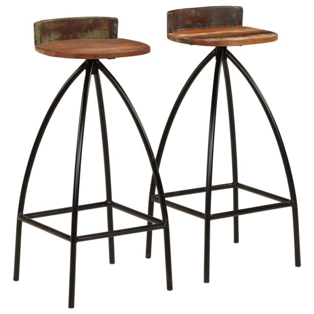 Picture Idea: Set Of 2 Unique Bar Chairs Solid Reclaimed Wood Steel