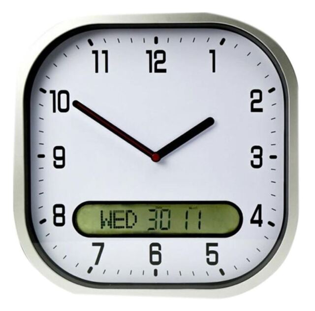 High Contrast Clock Lifemax - High Contrast Clear Time Day-date Wall Clock 30cm - White by ...
