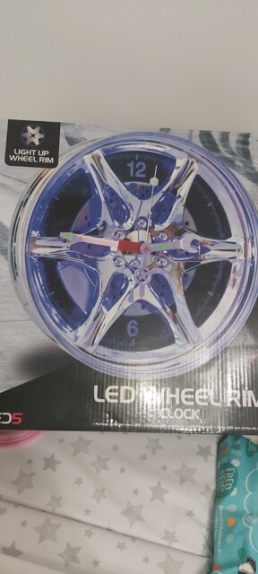 Neon Alloy Rim Wall Clock Blue Led Light Border Car Garage Wheel by ...