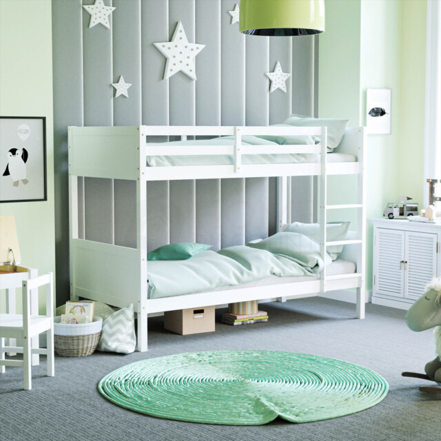 Gemini Bunk Bed Single 3 Ft Solid Pine Wood Frame Bedroom Furniture by ...