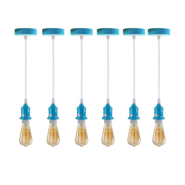 6 Pack Industrial Pendant Light Fitting, Lampshade Addable E27 Lamp by ...