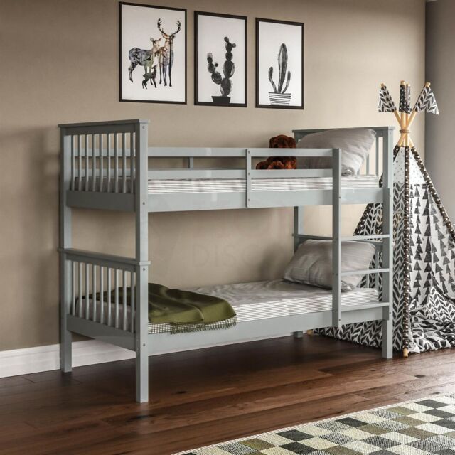 Bunk Bed High Sleeper Solid Pine Wood Frame Slats Childrens Kids by ...