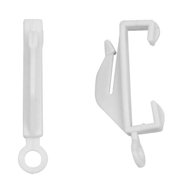 HELAIMAY Overlapping Curtain Glider Runners – 2-Pack, Dual Roller Hooks, Mute Plastic Design, Fits Most Standard Tracks, For Light-Blocking & Blackout Curtains