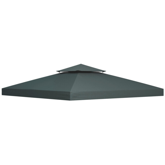 Gazebo Canopy Replacement Charcoal Grey 3x3m Polyester Two-tier Roof by ...