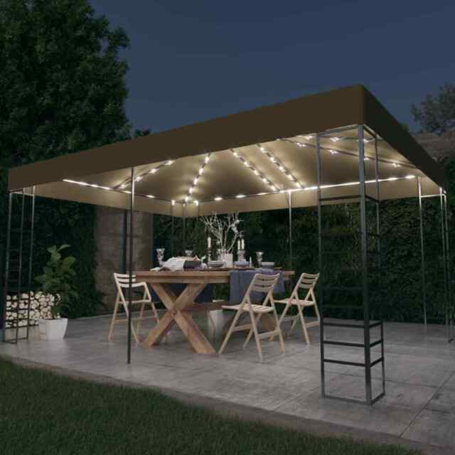 Gazebo With Led String Lights Outdoor Pavilion Sunshade Canopy Tent by ...
