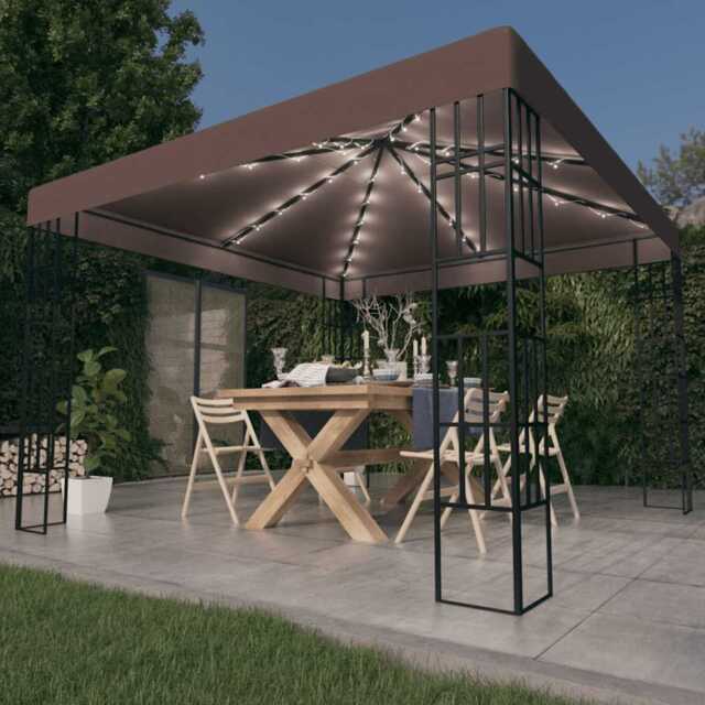 Gazebo With Led String Lights Outdoor Pavilion Sunshade Canopy Tent by ...