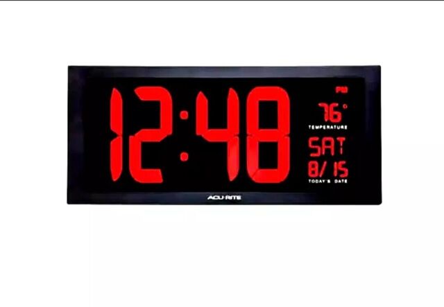 Acu Rite Large Digital Clock Acurite 75100c 18-inch Large Digital Led Clock With Indoor Temperature ...