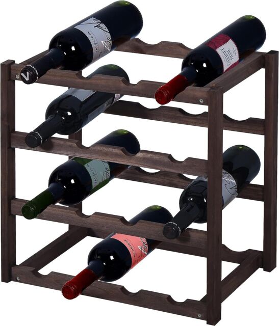 Durnish Rack 4 Tier Dark Colour Wine Wooden Rack by eBay | ufurnish.com