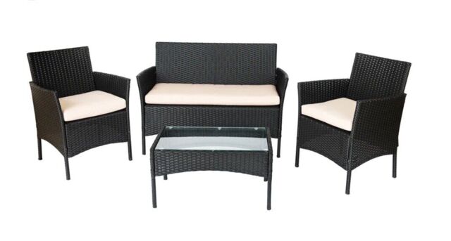 Rattan Garden Furniture Set With Coffee Table, Double Seated Sofa by ...