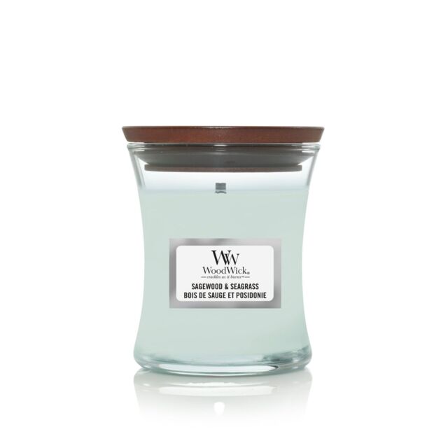 WoodWick Candle – Candela Profumata Media Sagewood & Seagrass, Stoppino In Legno Che Scoppietta, 275g, Durata 55-65 Ore - 3