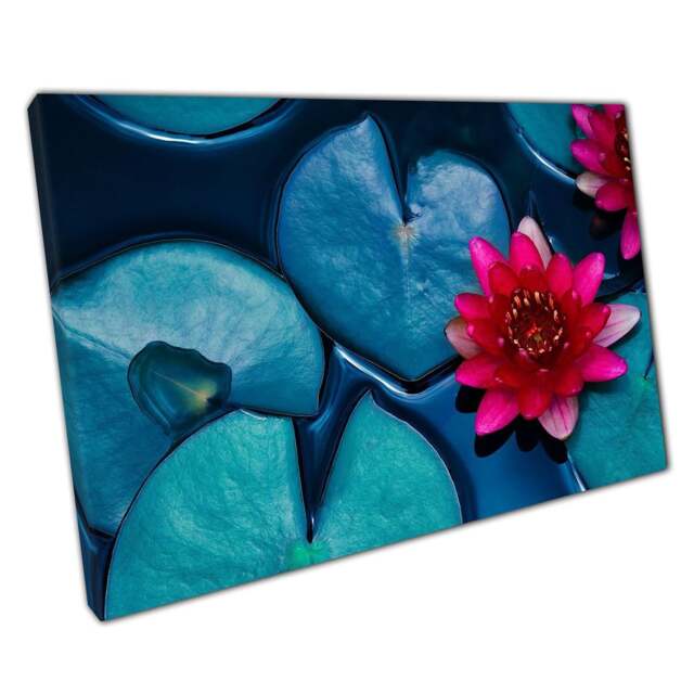 Tranquil Red Lotus Blossom Canvas Print Serene Water Lily Wall Art For ...
