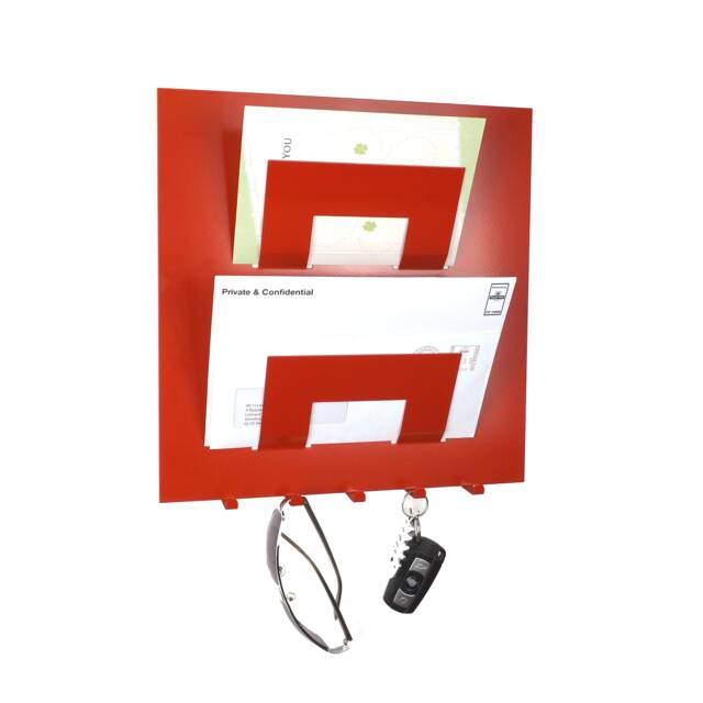 Wall Mounted Red Metal Letter Rack & Key Hooks by Etsy | uFurnish.com