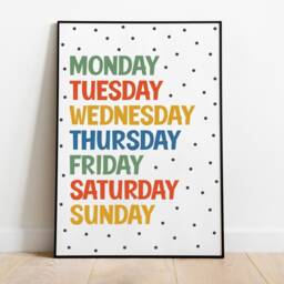 Days Of The Week & Months Print Kids Educational Wall Art - Set 2 by ...