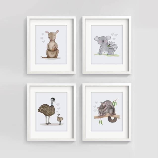 Set Of 4 Australian Themed Nursery Prints - Decor Animals Koala Wall ...