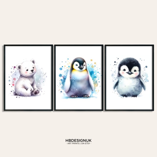 Arctic Nursery Print Set - Of 3 Posters - Animal Decor Boys Girls Room ...