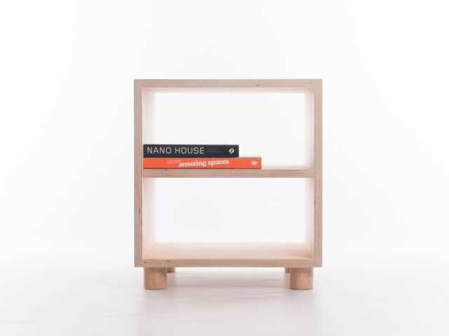 Box Side Table With Shelf On Ash Feet/Plywood Plinth Wheels - Baltic ...