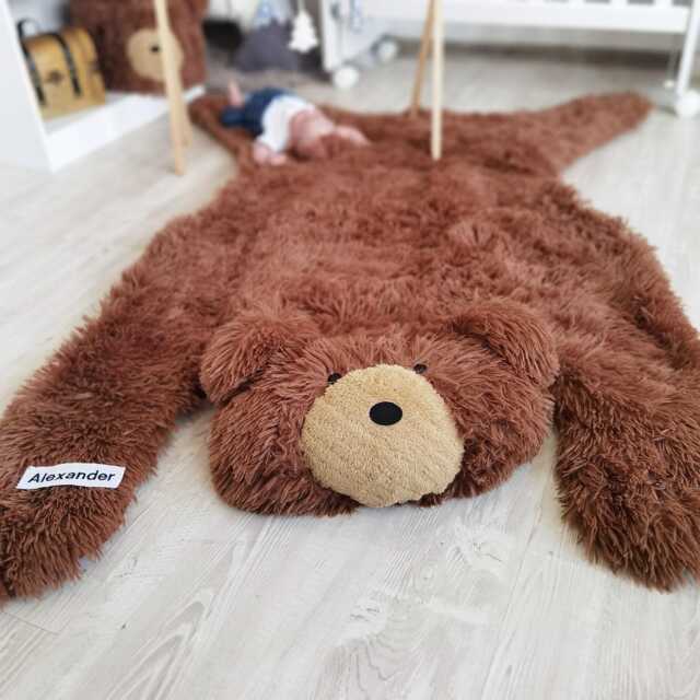 Personalized Bear Rug - Woodland Nursery Decor, Soft Brown Plush Baby ...