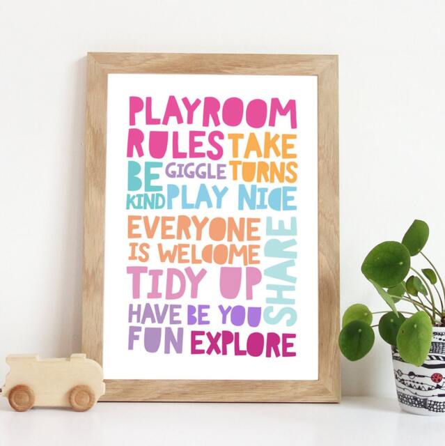 Playroom Rules Print, Prints, Wall Art, Girls Bedroom Decor, Childrens ...