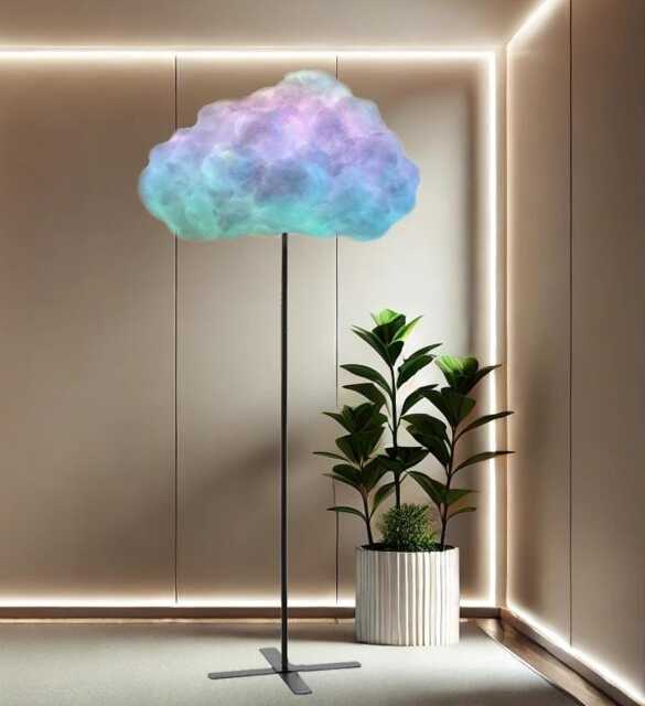 3D Thunder Cloud Led Floor Lamp - Colour Changing Light For Bedroom ...