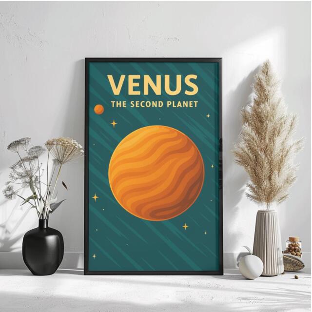 Venus Retro Space Print - Mid Century Modern Solar System Art by Etsy ...