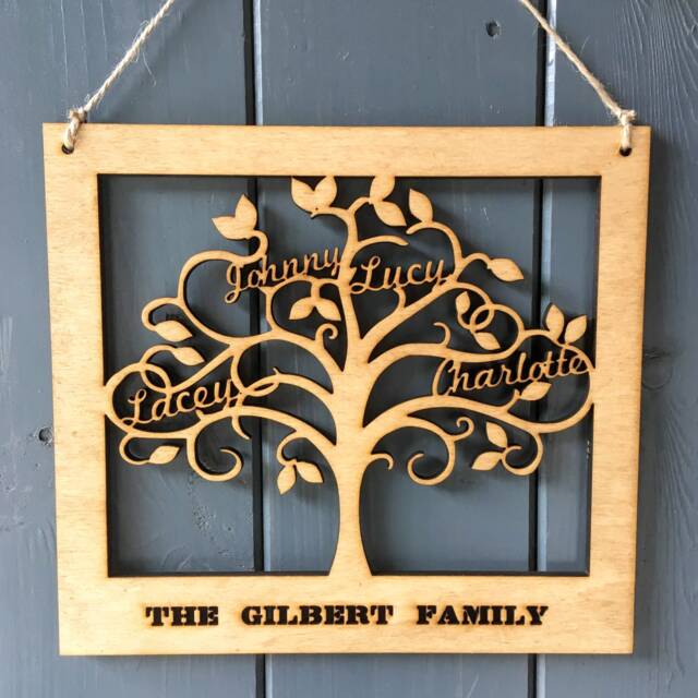 Personalised Wooden Family Tree Wall Art - Engraved Name Sign by Etsy ...