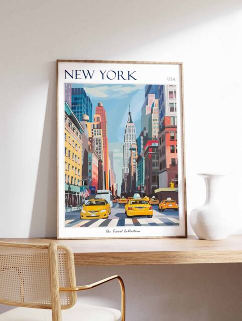New York City Travel Poster Manhattan Skyline Art Print by Etsy ...