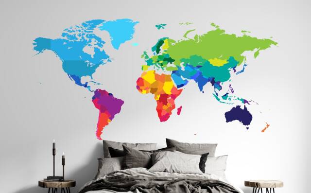 World Map Wall Decal - Sticker Decor Cd100 by Etsy | ufurnish.com