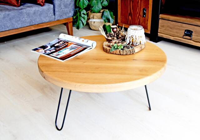 Solid Oak Wood Round Coffee Table , Farmhouse Modern Rustic by Etsy ...