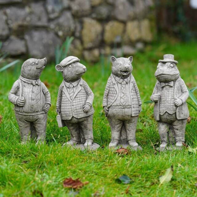 Set 4 Wind in The Willows Stone Statues - Mr Mole Mouse Badger Toad ...