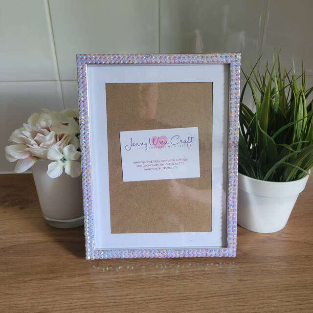 White Iridescent Rhinestone Photo Frame 5 X 7 Inches With Border, 8 6 ...