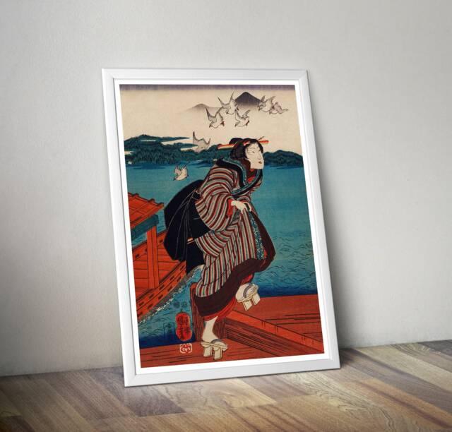 Sanbashi No Onna By Utagawa Kuniyoshi Japanese Woodblock Art Print ...
