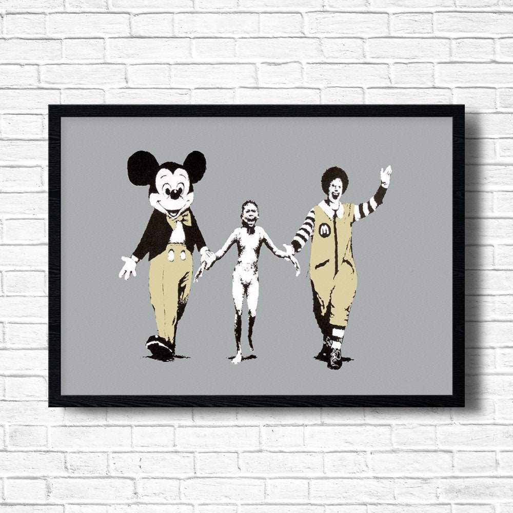 Banksy Napalm Mickey & Mcdonald Print Urban Street Art Poster by