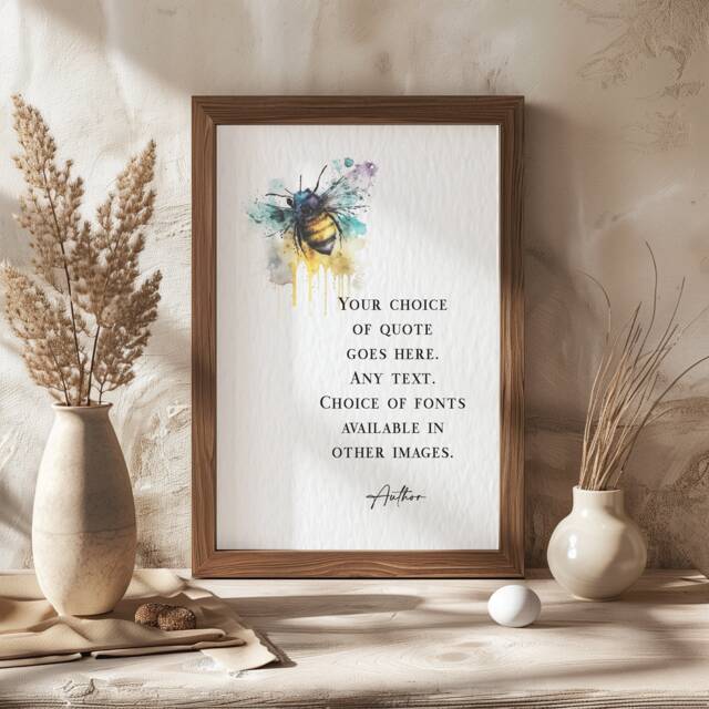 Personalised Quote Print Custom Any Watercolour Bee Wall Art Your Text ...