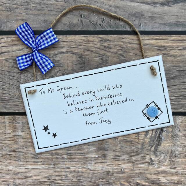 Personalised Mentor/Teacher Thank You Plaque - Handmade Wooden Heart, Gold Glitter, Custom Name 4 thumbnail image