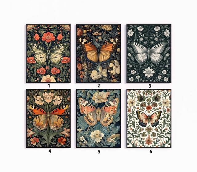 William Morris Poster Set, Butterfly Print, Prints, Botanical Decor ...