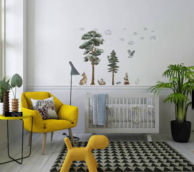 Watercolor Forest Wall Decals Woodland Animals Nursery Decor by Etsy ...