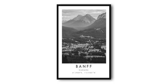 Banff Canada Print Black & White Mountain Travel Poster by Etsy ...