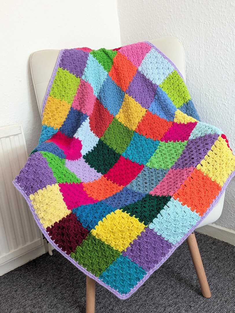 Crochet Blanket, Vintage Throw Retro Granny Square Blanket Throw