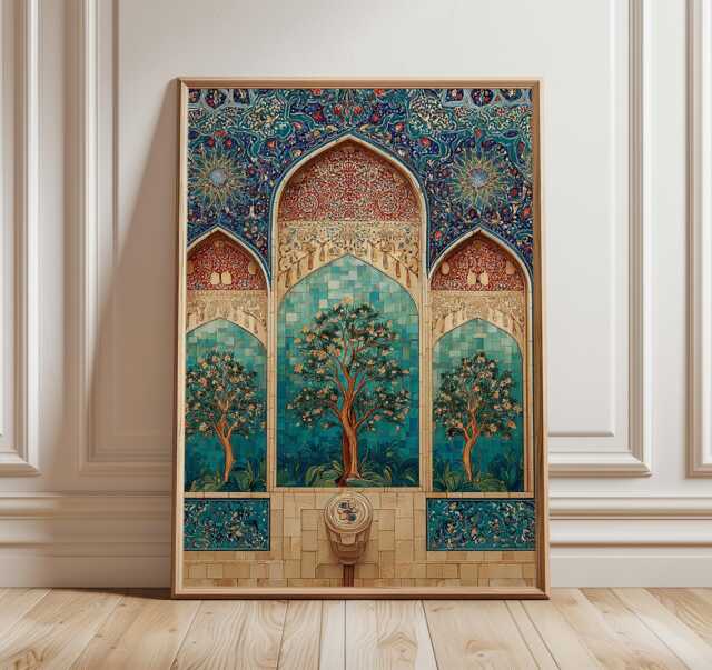 Persian Tile Art Print, Islamic Architecture Wall Art, Oriental