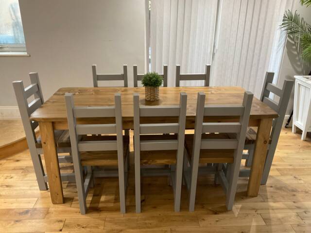 Beautiful, Farmhouse Rustic Dining Table & 8 Chunky Chairs by Etsy ...