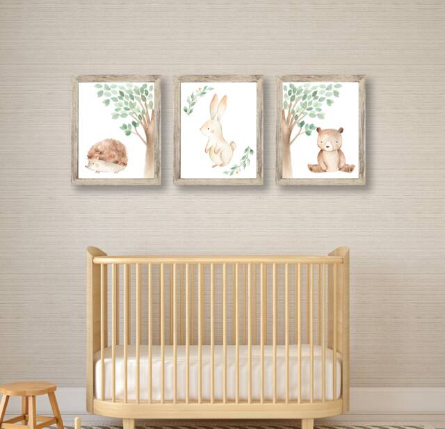 Woodland Animals Print , Set Of Nursery Prints Decor Wall Picture Art ...
