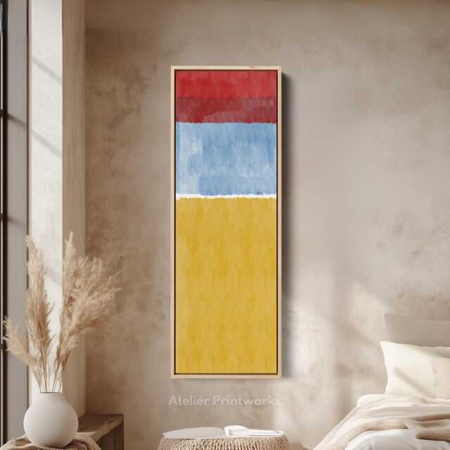 Red Blue Yellow Tall Vertical Skinny Wall Art - Abstract Color Field ...