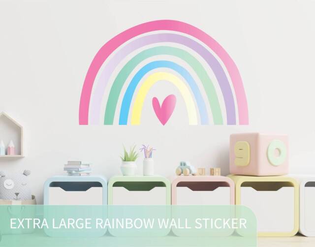 Extra Large Rainbow Wall Sticker Decal - Pastel Children's Nursery by ...