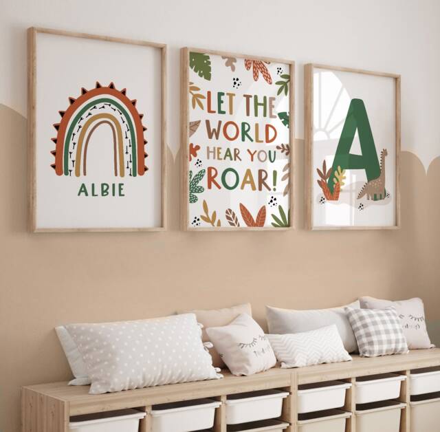 Dinosaur Prints, Nursery Decor, Boys Bedroom Decor, Dinosaur Wall Art ...