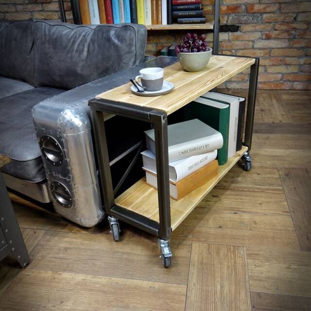 Racking Table Industrial Console Iron Reclaimed Wooden Bench End Shoe ...