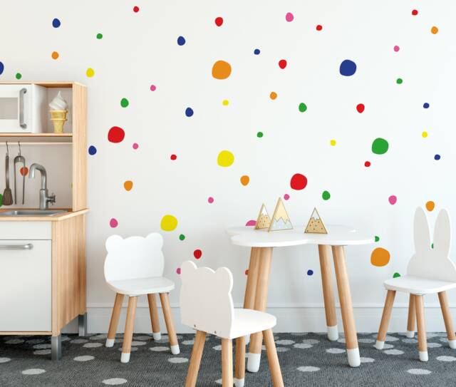 Multi Colour Polka Dot Blob Wall Stickers Dots Decals For Kids Room ...