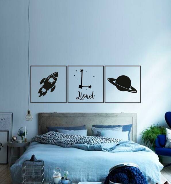Space Wall Decal, Boy Name Wall Decal, Cosmos Rocket Kids Stickers by ...