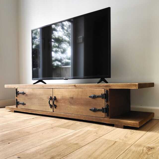 Handmade Rustic Solid Wood Tv Stand Reclaimed Media Console With ...